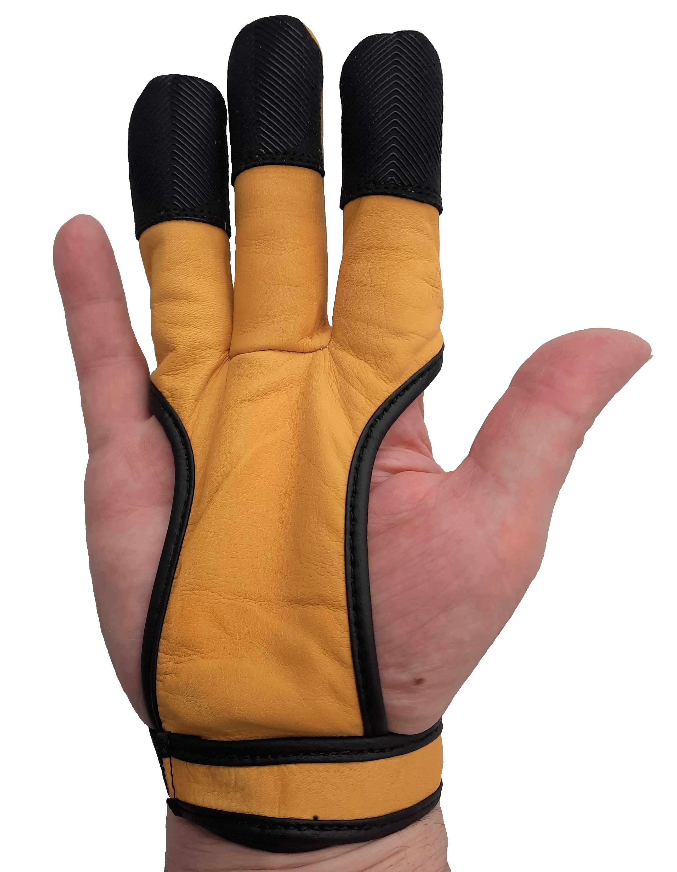 Yellow archery shooting gloves silicone fingertips