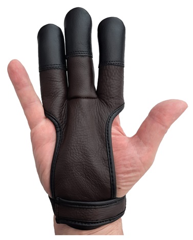 Strong brown leather shooting glove for archery