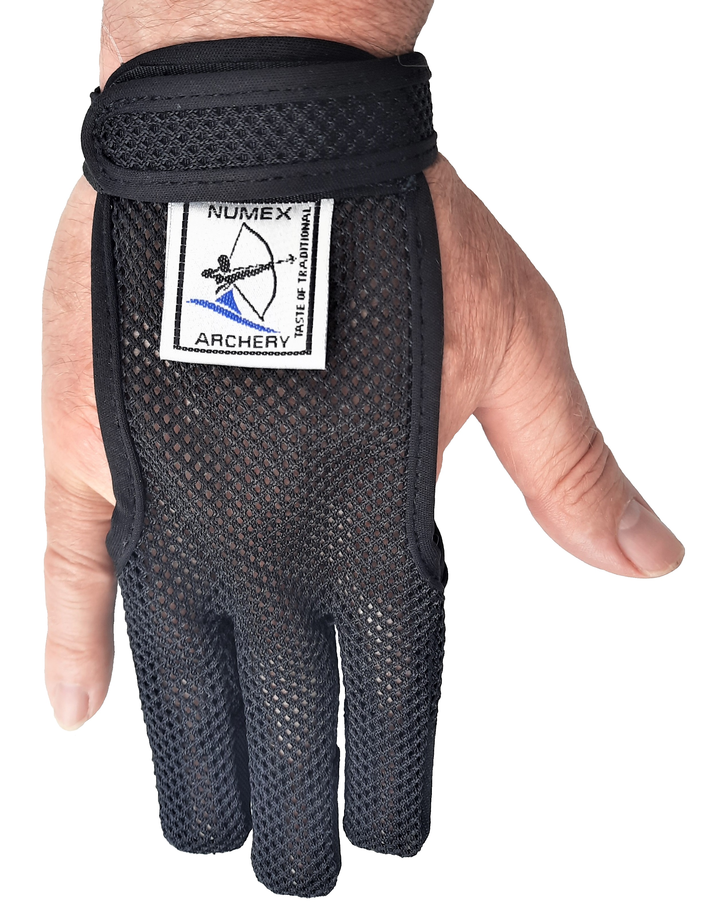 Black summer textile mesh shooting glove for archery