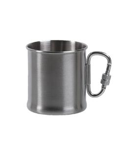 Roestvrijstalen mok 250ml met karabijnhaak rvs drinkbeker