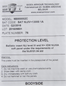 Hard ballistic plates SAT / NIJ-4 / Conjunction NIJ-3A