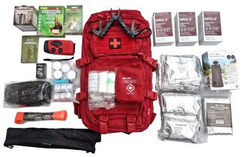 Red emergency kit with cross 72 hours survival for sale