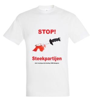 STOP steekpartijen witte protest T-shirt