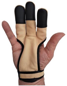 Beige pale yellow leather shooting gloves for archery