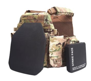 DCS 5.56 Multicam Klasse 4 + Seitenplatten Plattenträger geschlossene Klappe Stand Alone