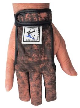 Two-Tone red-brown shooting glove for archery