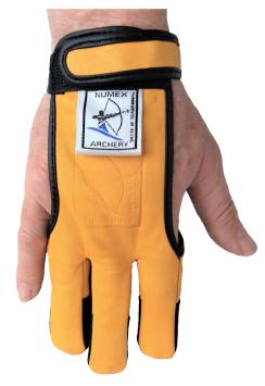 Yellow archery shooting gloves silicone fingertips