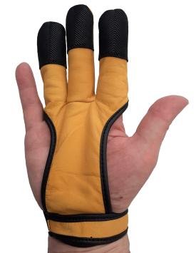 Gants de tir à l'arc jaune silicone bouts des doigts