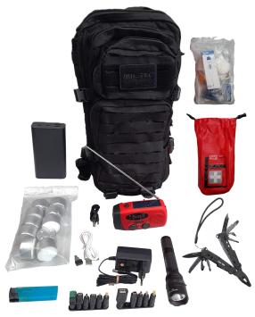 D-2024 Kit d'urgence Belgique noir sac à dos 20L