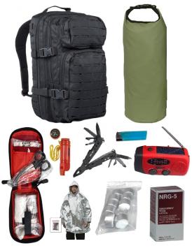 Sac d'urgence J-2025 Sac à dos budget 20L noir