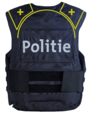 HO1-KR1 + schouders Lasercut Lokale Politie kogelwerende vest blauw