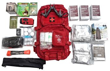 Red emergency kit with cross 72 hours survival for sale