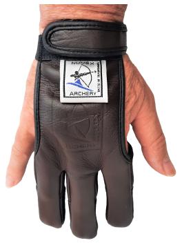 Strong brown leather shooting glove for archery