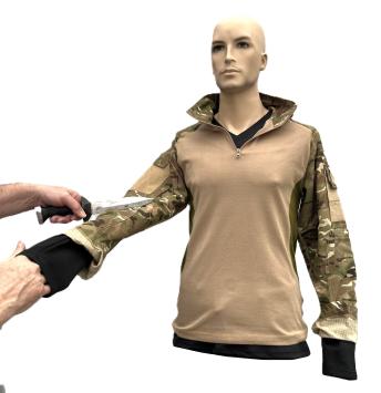 Snijwerende zachte mouwen T-shirt onderkleding zwart onder kogelvrij vest VBR-Belgium